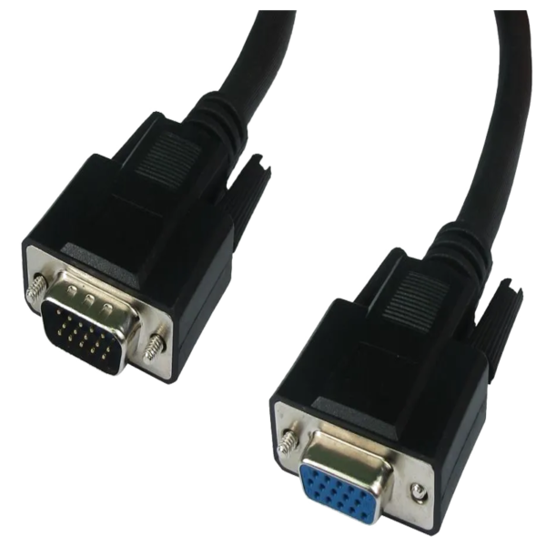 SVGA Male to Female Monitor Lead 15 pin Extension Cable HD15 - BLACK