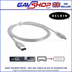 belkin-6-to-4-pin-lead 1.8m Belkin IEEE 1394 6 Pin to 4 Pin 400Mbps Firewire Cable