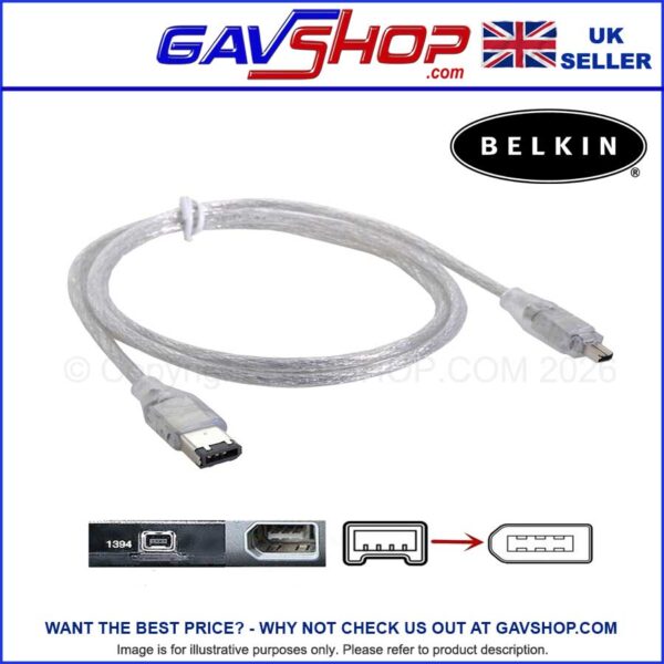 2m Belkin IEEE 1394 6 Pin to 4 Pin 400Mbps Firewire Cable