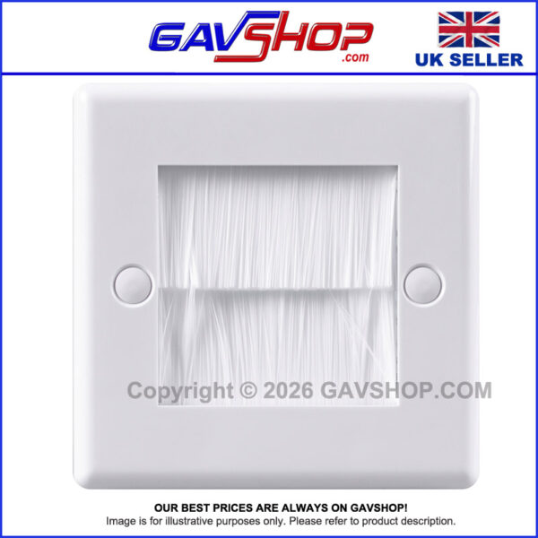 White Brushed Wall Plate Single Gang - Designed to Hide Cable Entry Points in the Wall