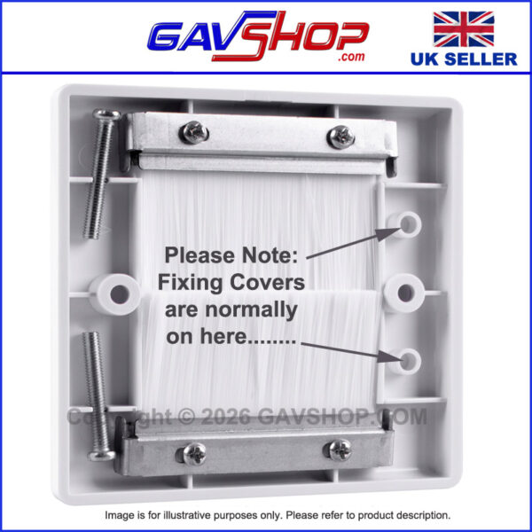 White Brushed Wall Plate Single Gang - Designed to Hide Cable Entry Points in the Wall