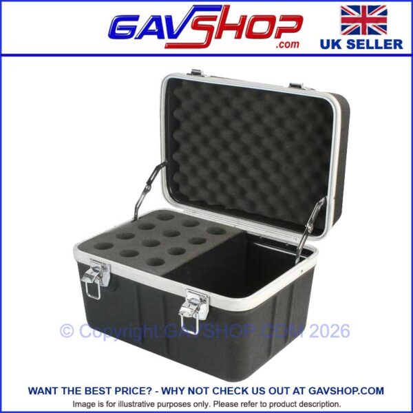 12 Microphone ABS Flight Case - ABS - Holds 12 Hand Held Mics and accessories