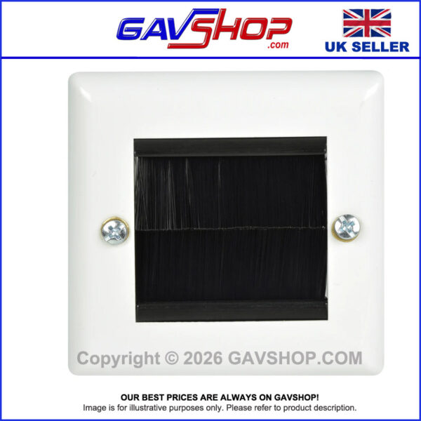 White Brushed Wall Plate Steel Single Gang - Designed to Hide Cable Entry Points in the Wall