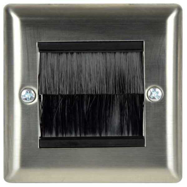 Brushed Steel Wall Plate Single Gang - Designed to Hide Cable Entry Points in the Wall