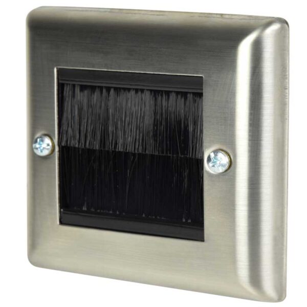 Brushed Steel Wall Plate Single Gang - Designed to Hide Cable Entry Points in the Wall