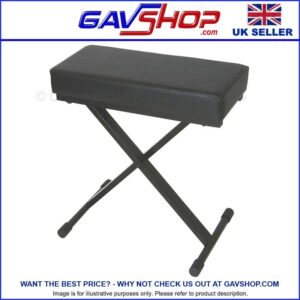 180159UK_GAVSHOP Delux Foldable Keyboard Bench with Deep Upholstered Black Cushion by Chord