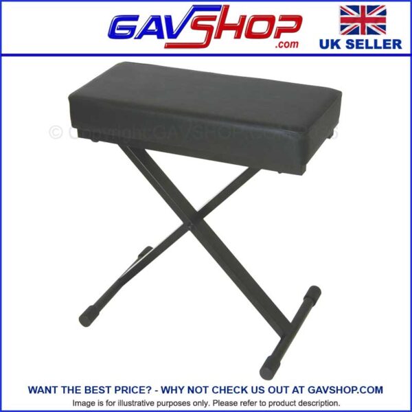 180159UK_GAVSHOP Delux Foldable Keyboard Bench with Deep Upholstered Black Cushion by Chord