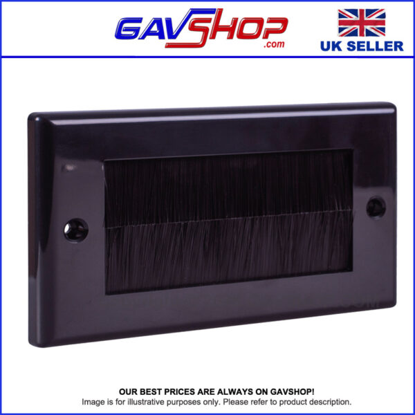 Black Brushed Wall Plate Double Gang - Designed to Hide Cable Entry Points in the Wall