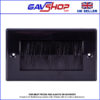 Black Brushed Wall Plate Double Gang - Designed to Hide Cable Entry Points in the Wall