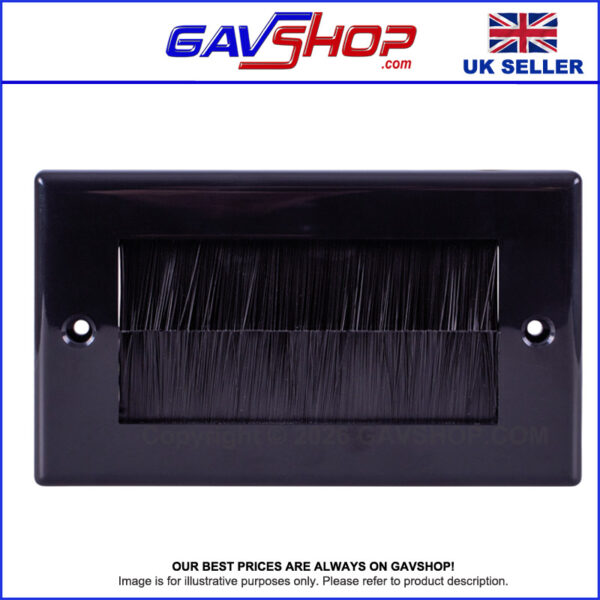 Black Brushed Wall Plate Double Gang - Designed to Hide Cable Entry Points in the Wall