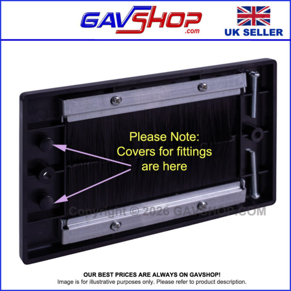 Black Brushed Wall Plate Double Gang - Designed to Hide Cable Entry Points in the Wall