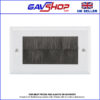 White Brushed Wall Plate Metal Double Gang - Designed to Hide Cable Entry Points in the Wall