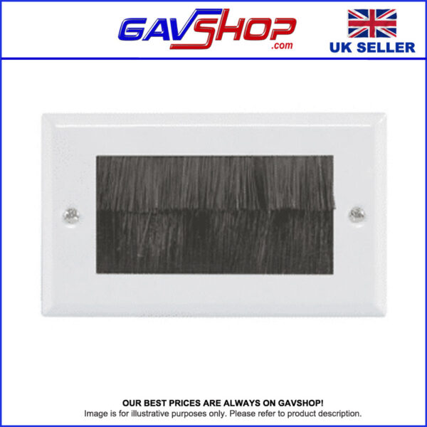 White Brushed Wall Plate Metal Double Gang - Designed to Hide Cable Entry Points in the Wall