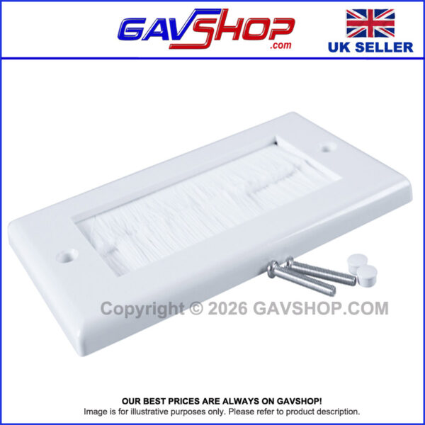 White Brushed Wall Plate Double Gang - Designed to Hide Cable Entry Points in the Wall (Copy)