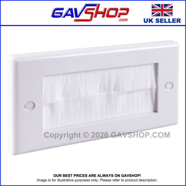 White Brushed Wall Plate Double Gang - Designed to Hide Cable Entry Points in the Wall (Copy)