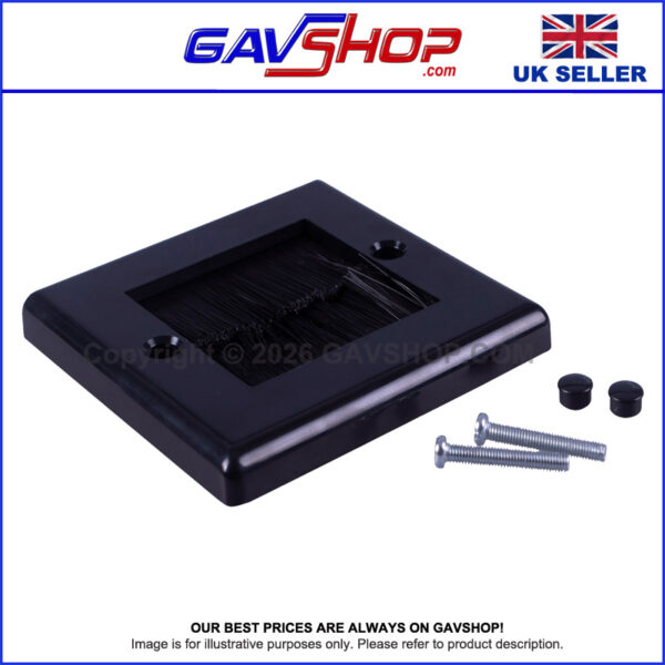 Black Brushed Wall Plate Single Gang - Designed to Hide Cable Entry Points in the Wall