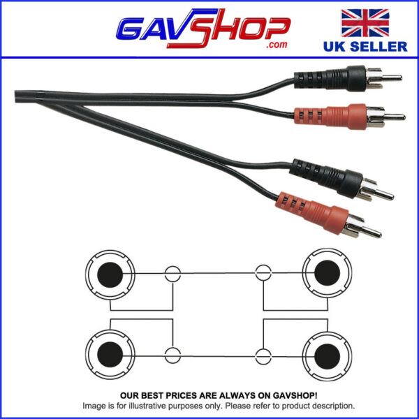 Standard 2x Phono Plugs to 2x Phono Plugs Screened Lead - 1.2m