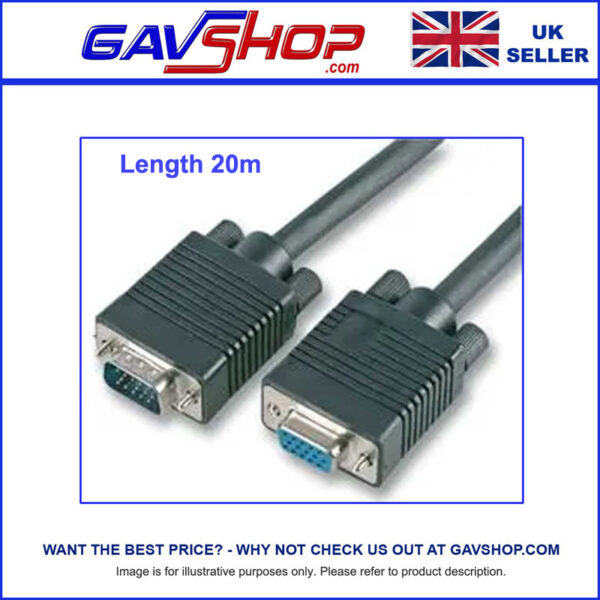 20m-VGA-LEAD SVGA VGA 20m Lead Male to Female 15 pin connectors