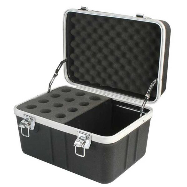 12 Microphone ABS Flight Case - ABS - Holds 12 Hand Held Mics and accessories