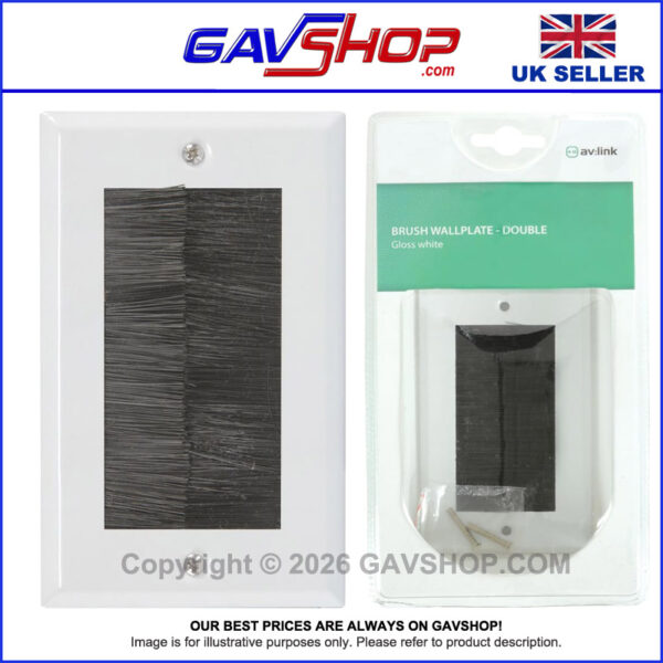 White Brushed Wall Plate Metal Double Gang - Designed to Hide Cable Entry Points in the Wall