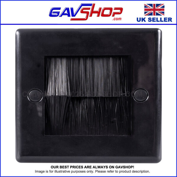 Black Brushed Wall Plate Single Gang - Designed to Hide Cable Entry Points in the Wall