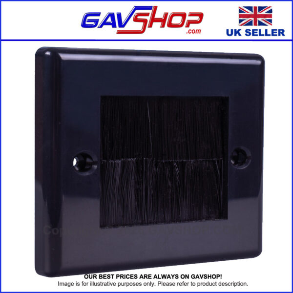 Black Brushed Wall Plate Single Gang - Designed to Hide Cable Entry Points in the Wall