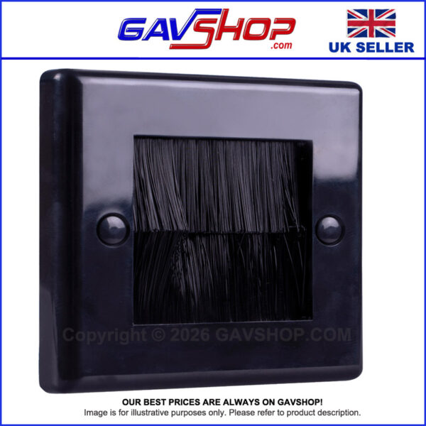 Black Brushed Wall Plate Single Gang - Designed to Hide Cable Entry Points in the Wall