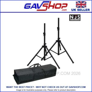 NJS061---GAVSHOP-logo 35mm Tripod Speaker Stands A Pair of Quality Lightweight Aluminium Stands & Carry Case