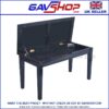 Piano or Keyboard Bench with Storage Compartment in Gloss Black Studded Cushion