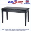 Piano or Keyboard Bench with Storage Compartment in Gloss Black Studded Cushion
