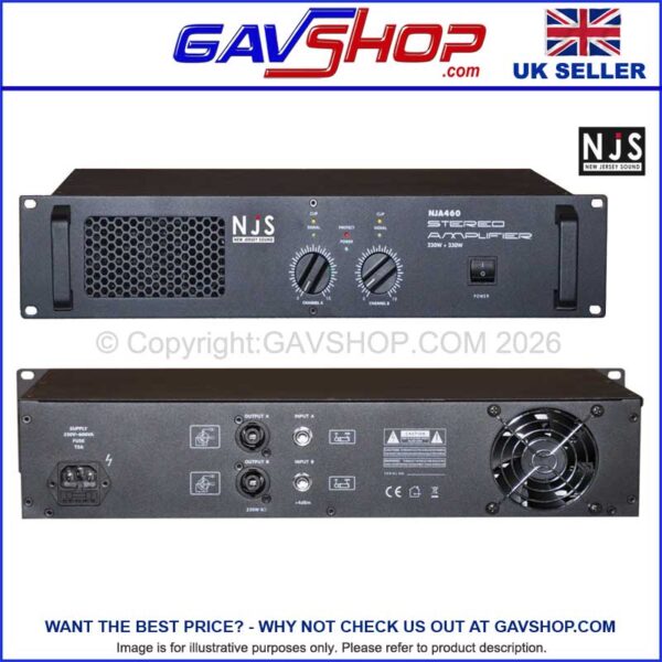 Professional Stereo Power Amplifier 2 x 150w at 8Ω or 230w at 4Ω by NJS