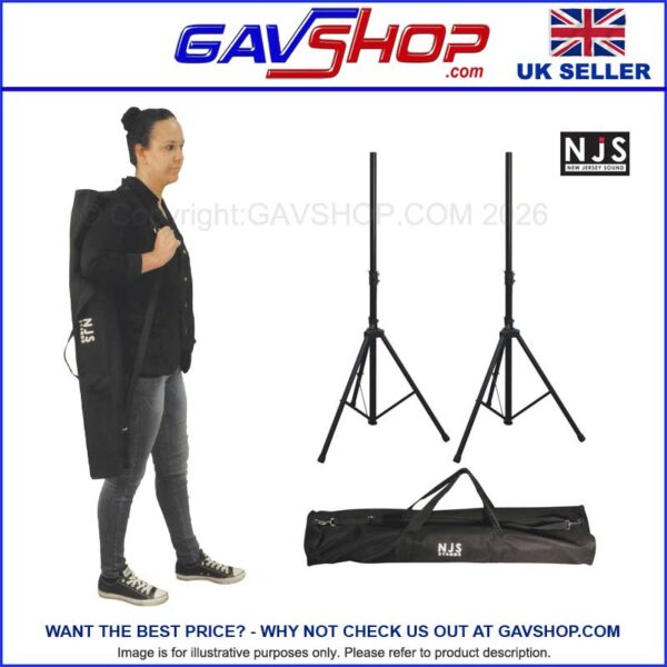 PA Speaker Stand Kit 35mm Fully Adjustable Pole with Locking Pin and Carry Bag x 2