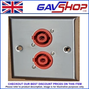 Brushed Steel Speakon Wallplate with 2 x Speakon 4 Pole Speaker Connector Socket