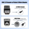 USB A to B Adapter - Female to Male Converter for Printers, Scanner, Fax