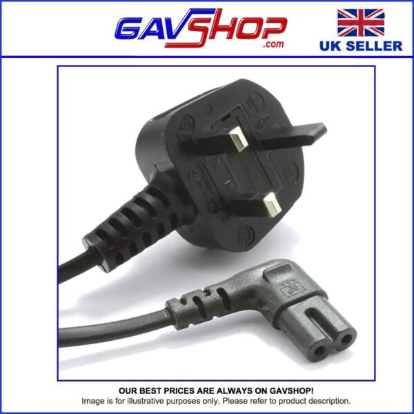 Right Angled Fig8 Lead - 5m Black UK plug to Figure 8 (C7)
