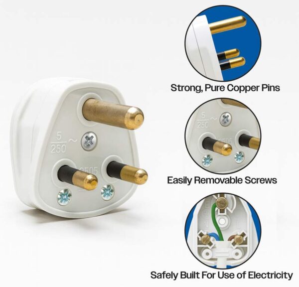 Small Round Pin Plug Top 5A - ( Pack of Two Plugs ) for Lighting, Caravans and Clocks