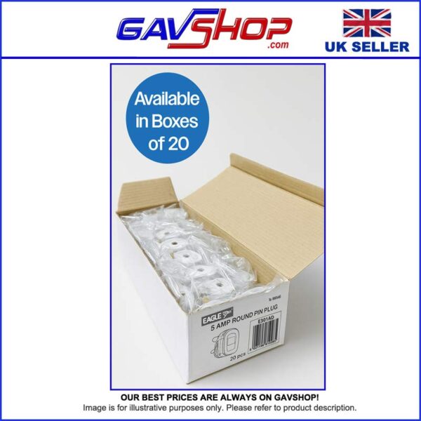 Small Round Pin Plug Top 5A - ( Pack of Two Plugs ) for Lighting, Caravans and Clocks