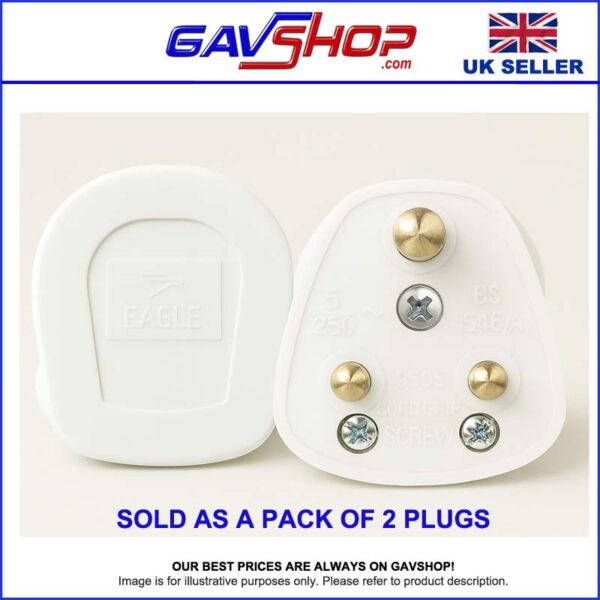 Small Round Pin Plug Top 5A - ( Pack of Two Plugs ) for Lighting, Caravans and Clocks