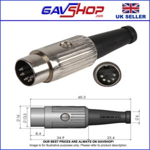 5-pin-Din-Plug-Nickel 5 Pin DIN NICKEL PLUG (180 Degree) Standard Audio Type - 610-0500