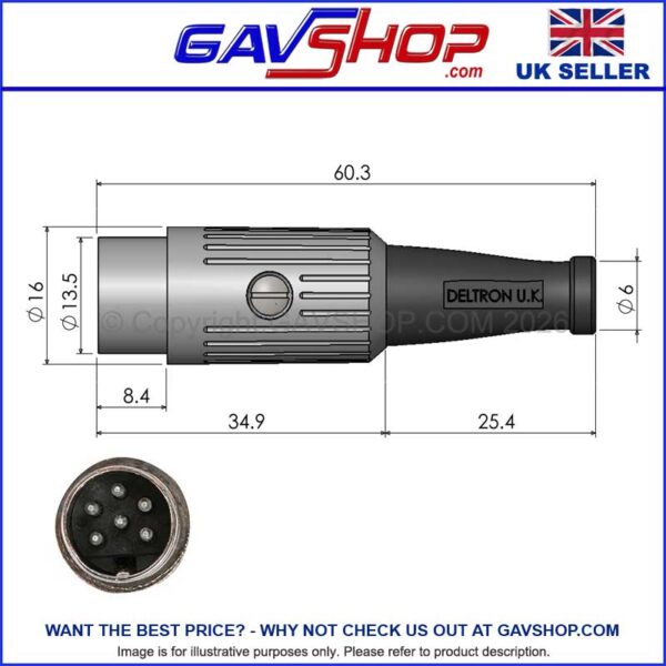 6 Pin DIN NICKEL PLUG (240°) Standard Type Audio, Imaging, Video & Vision - 610-0600