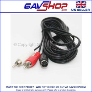 8 Pin Mini Din Plug to 2 x Phono Plugs Audio Lead 3m
