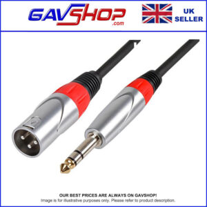 6.35mm (1/4") 3-Pole Jack Plug to 3-Pin XLR Plug Lead, 2m
