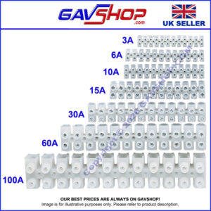 Electrical Screw Terminal Block 12 Way Strip 3A, 6A, 10A, 15A, 30A, 60A, 100A