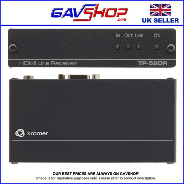 Kramer-TP-580R Kramer TP-580R Extender Receiver HDBaseT 1.0 HDMI 4K Over RJ45 Cat5e, Cat6, Cat7