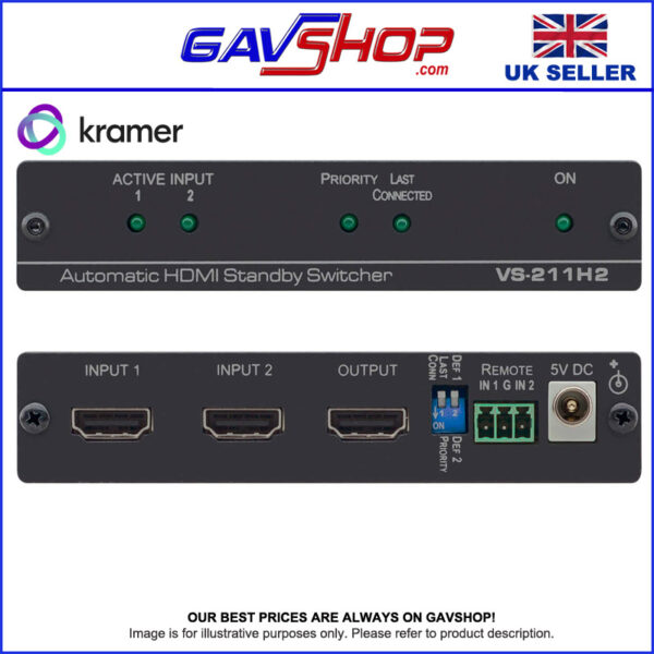 Kramer-VS-211H2 Kramer HDMI Auto Switcher 2x1 4K HDR HDCP 2.2 - VS211H2