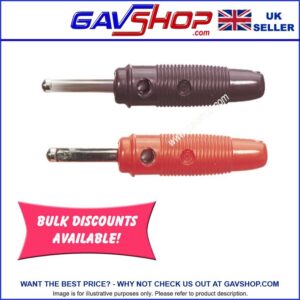 4mm Banana Plug Connectors with Soft Plastic Cover and Screw Terminals Various Colours
