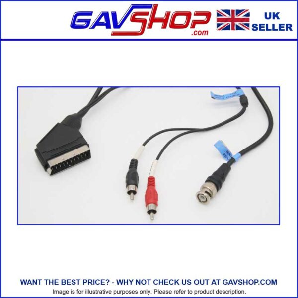 Scart-BNC-to-2-Phonos BNC Phono to Scart Lead for CCTV and Vintage Game Machines - 1m Cable