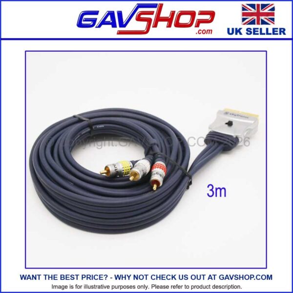 3m Switched Scart to 3x Phonos Lead with OFC Thick Cable - Shop Soiled