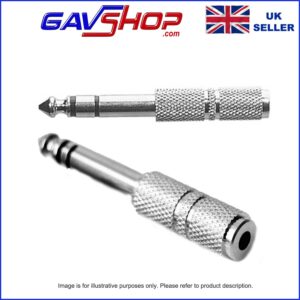 Stereo Jack Plug to 3.5mm Stereo Socket Adaptor in Nickle Metal