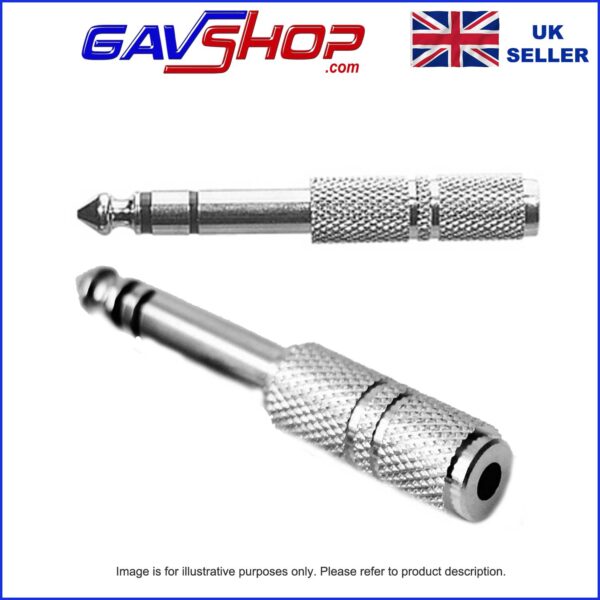 Stereo Jack Plug to 3.5mm Stereo Socket Adaptor in Nickle Metal